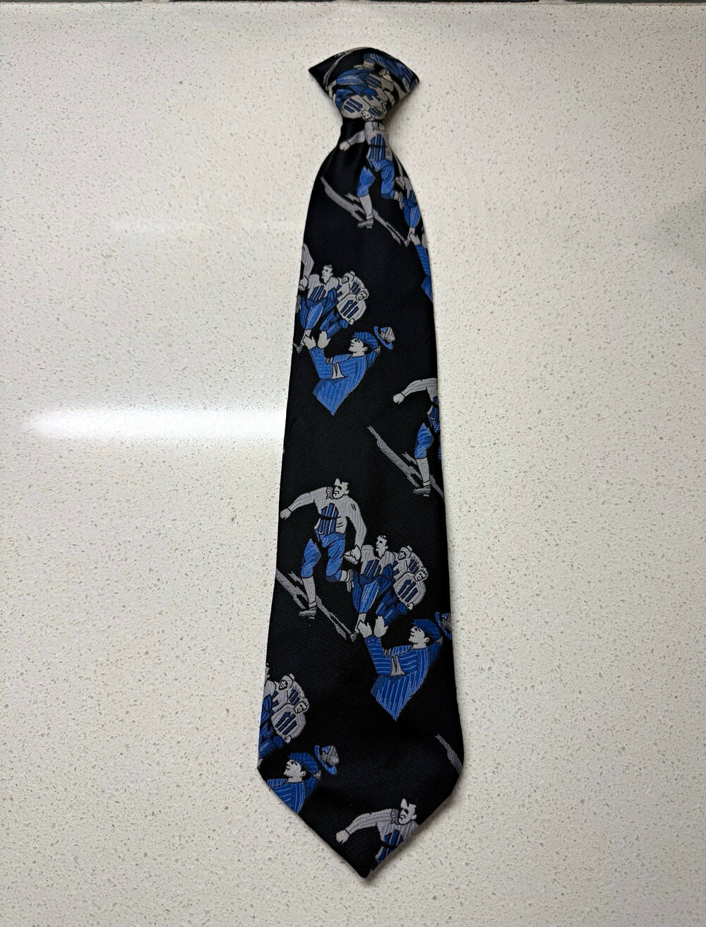 Vintage Sears Snapper Clip On Tie Football Players Novelty Necktie Retro 70s